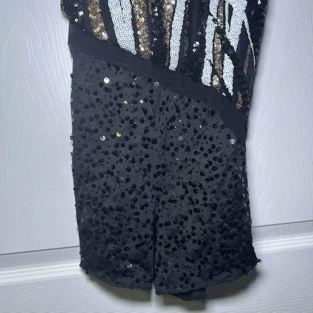 Costume Gallery Youth Girl’s Asymmetrical Sequin Shorts Dance Outfit Size Large